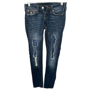 True Religion Blue Skinny Distressed Jeans size 24